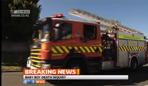 Fire service arrive to babys death
